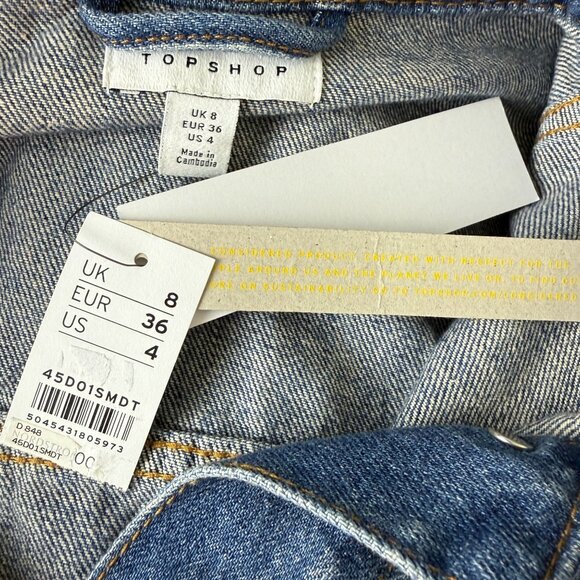 TTopshop Women's New Denim Dad Jacket US 4 (53" Bust) Oversized Button Up Cotton - Picture 14 of 16